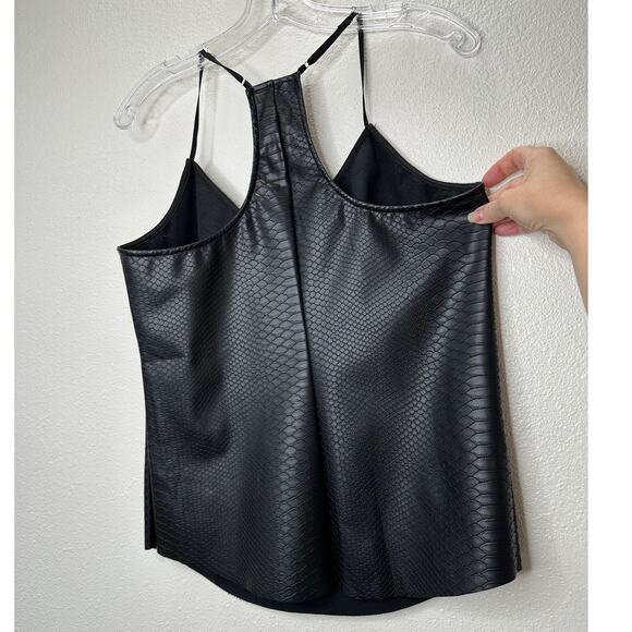 Lavender Brown Black Faux Leather Snakeprint VNeck Racerback Tank Top L - Picture 4 of 8